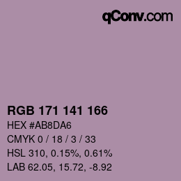 Color code: RGB 171 141 166 | qconv.com