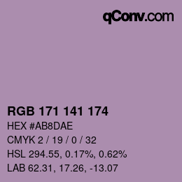Color code: RGB 171 141 174 | qconv.com