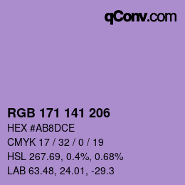 Código de color: RGB 171 141 206 | qconv.com