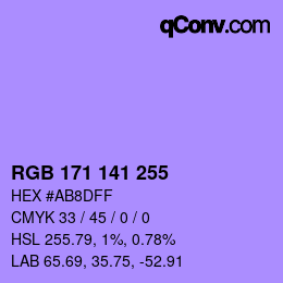 Color code: RGB 171 141 255 | qconv.com