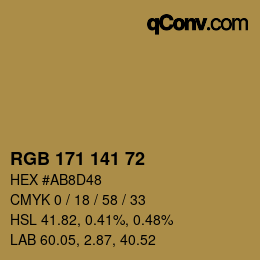 カラーコード: RGB 171 141 72 | qconv.com