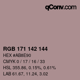 颜色代码: RGB 171 142 144 | qconv.com