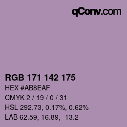 カラーコード: RGB 171 142 175 | qconv.com