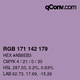 Color code: RGB 171 142 179 | qconv.com