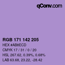 Color code: RGB 171 142 205 | qconv.com