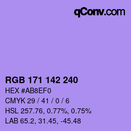 Color code: RGB 171 142 240 | qconv.com