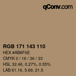 Código de color: RGB 171 143 110 | qconv.com