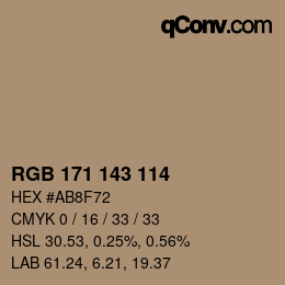 颜色代码: RGB 171 143 114 | qconv.com