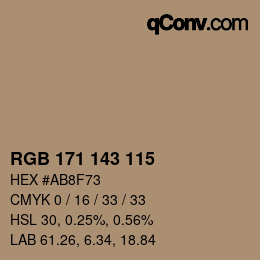 Farbcode: RGB 171 143 115 | qconv.com