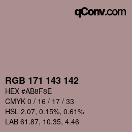Color code: RGB 171 143 142 | qconv.com