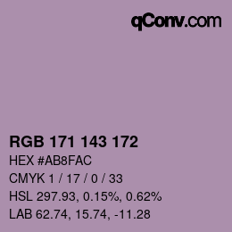 カラーコード: RGB 171 143 172 | qconv.com