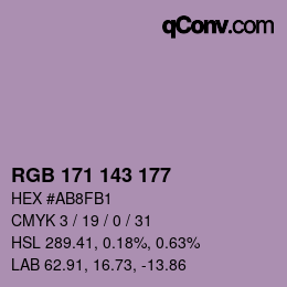 カラーコード: RGB 171 143 177 | qconv.com