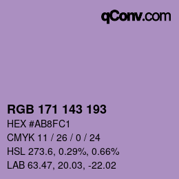 カラーコード: RGB 171 143 193 | qconv.com