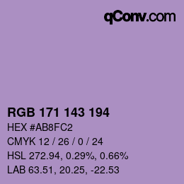 Color code: RGB 171 143 194 | qconv.com