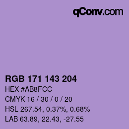 颜色代码: RGB 171 143 204 | qconv.com