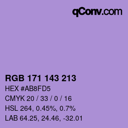 Color code: RGB 171 143 213 | qconv.com