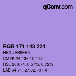 カラーコード: RGB 171 143 224 | qconv.com