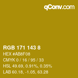 カラーコード: RGB 171 143 8 | qconv.com