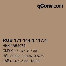 カラーコード: RGB 171 144.4 117.4 | qconv.com