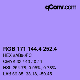 カラーコード: RGB 171 144.4 252.4 | qconv.com