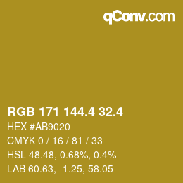 カラーコード: RGB 171 144.4 32.4 | qconv.com