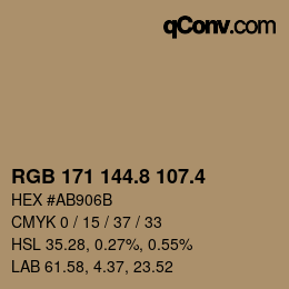 カラーコード: RGB 171 144.8 107.4 | qconv.com