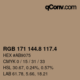 カラーコード: RGB 171 144.8 117.4 | qconv.com