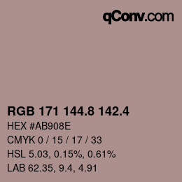 カラーコード: RGB 171 144.8 142.4 | qconv.com
