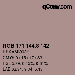 Color code: RGB 171 144.8 142 | qconv.com