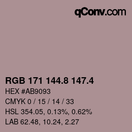 カラーコード: RGB 171 144.8 147.4 | qconv.com