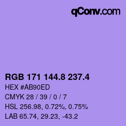 カラーコード: RGB 171 144.8 237.4 | qconv.com