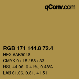 カラーコード: RGB 171 144.8 72.4 | qconv.com