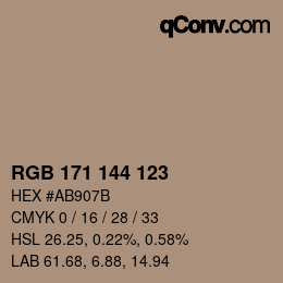 カラーコード: RGB 171 144 123 | qconv.com