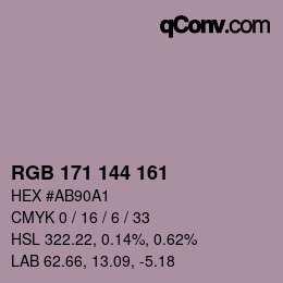 Color code: RGB 171 144 161 | qconv.com
