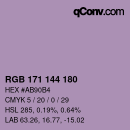Color code: RGB 171 144 180 | qconv.com