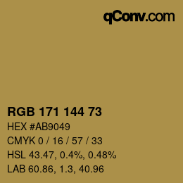 カラーコード: RGB 171 144 73 | qconv.com