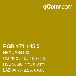 Color code: RGB 171 145 0 | qconv.com