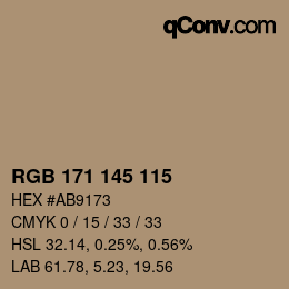 Código de color: RGB 171 145 115 | qconv.com