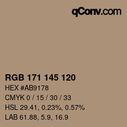 Color code: RGB 171 145 120 | qconv.com