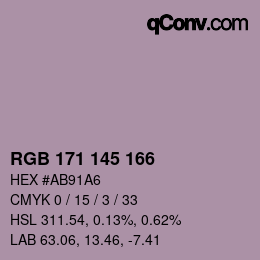 Color code: RGB 171 145 166 | qconv.com