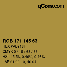 Color code: RGB 171 145 63 | qconv.com