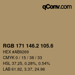 カラーコード: RGB 171 146.2 105.6 | qconv.com
