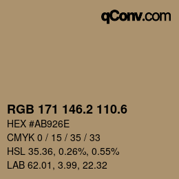 カラーコード: RGB 171 146.2 110.6 | qconv.com