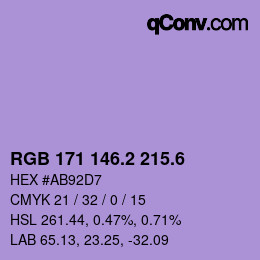 カラーコード: RGB 171 146.2 215.6 | qconv.com