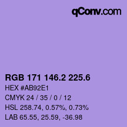 カラーコード: RGB 171 146.2 225.6 | qconv.com