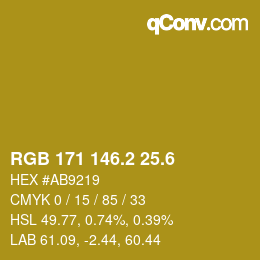 カラーコード: RGB 171 146.2 25.6 | qconv.com