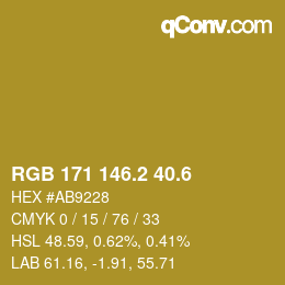 カラーコード: RGB 171 146.2 40.6 | qconv.com
