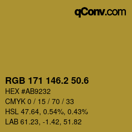 カラーコード: RGB 171 146.2 50.6 | qconv.com