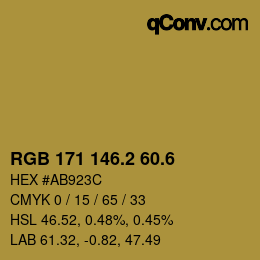 カラーコード: RGB 171 146.2 60.6 | qconv.com