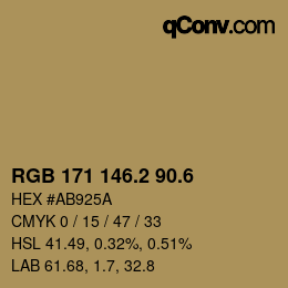 カラーコード: RGB 171 146.2 90.6 | qconv.com